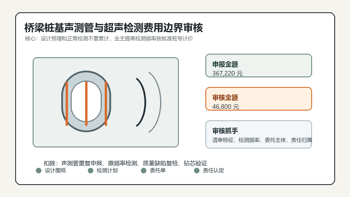 桥梁桩基声测管与超声检测费用边界审核信息图