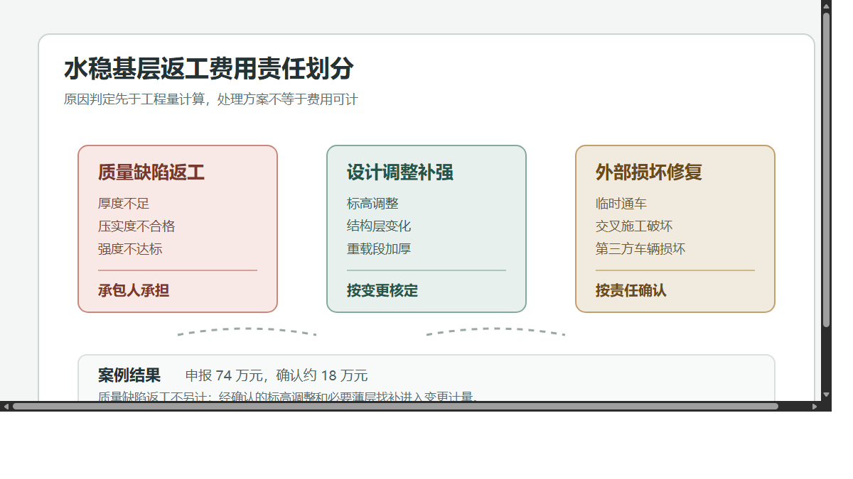 水稳基层厚度偏差与返工费用责任划分