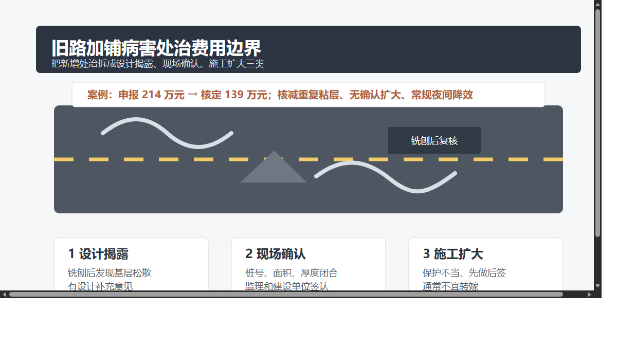 旧路加铺病害处治费用边界