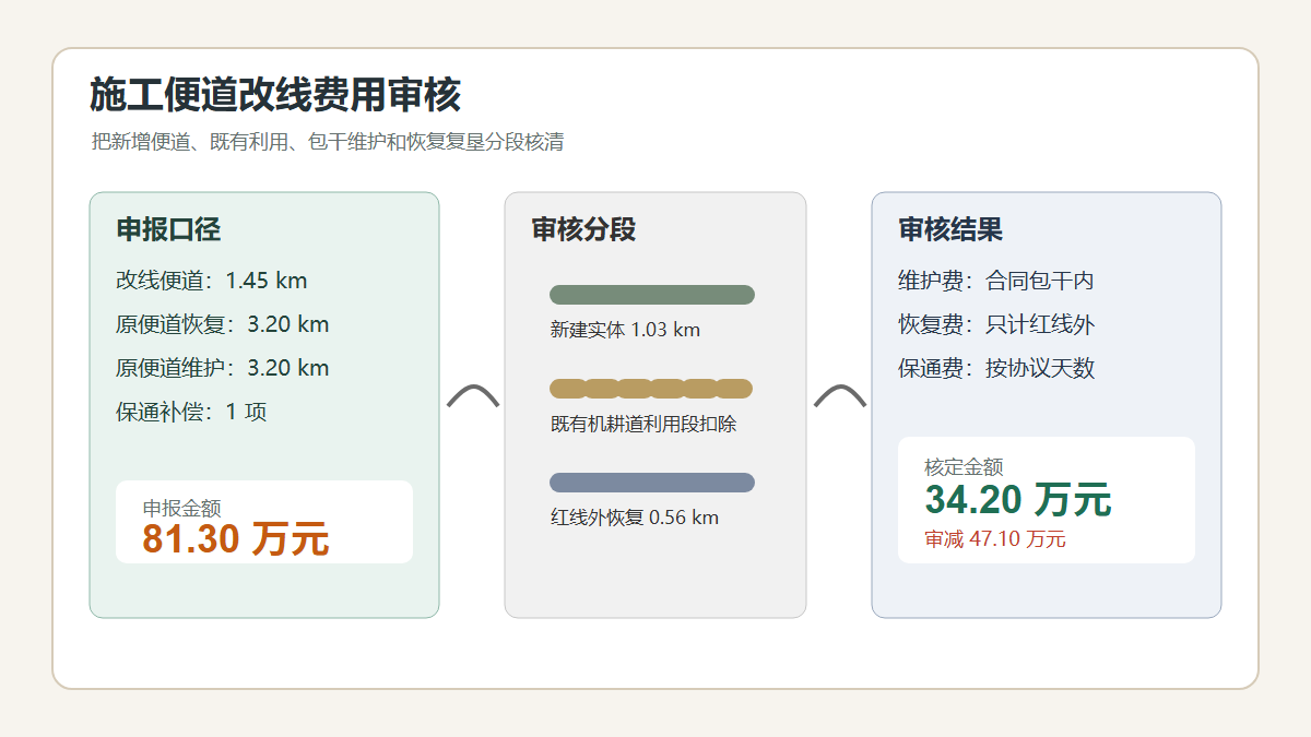 施工便道改线费用审核信息图
