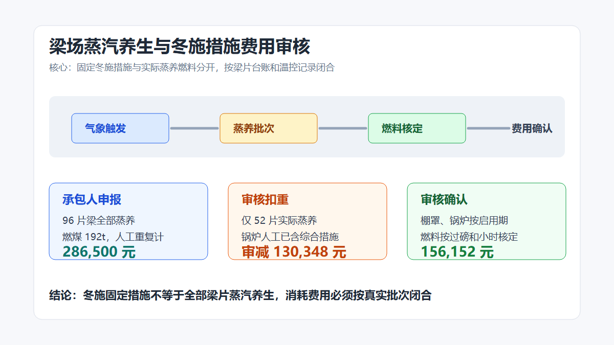 梁场蒸汽养生与冬施措施费用审核示意