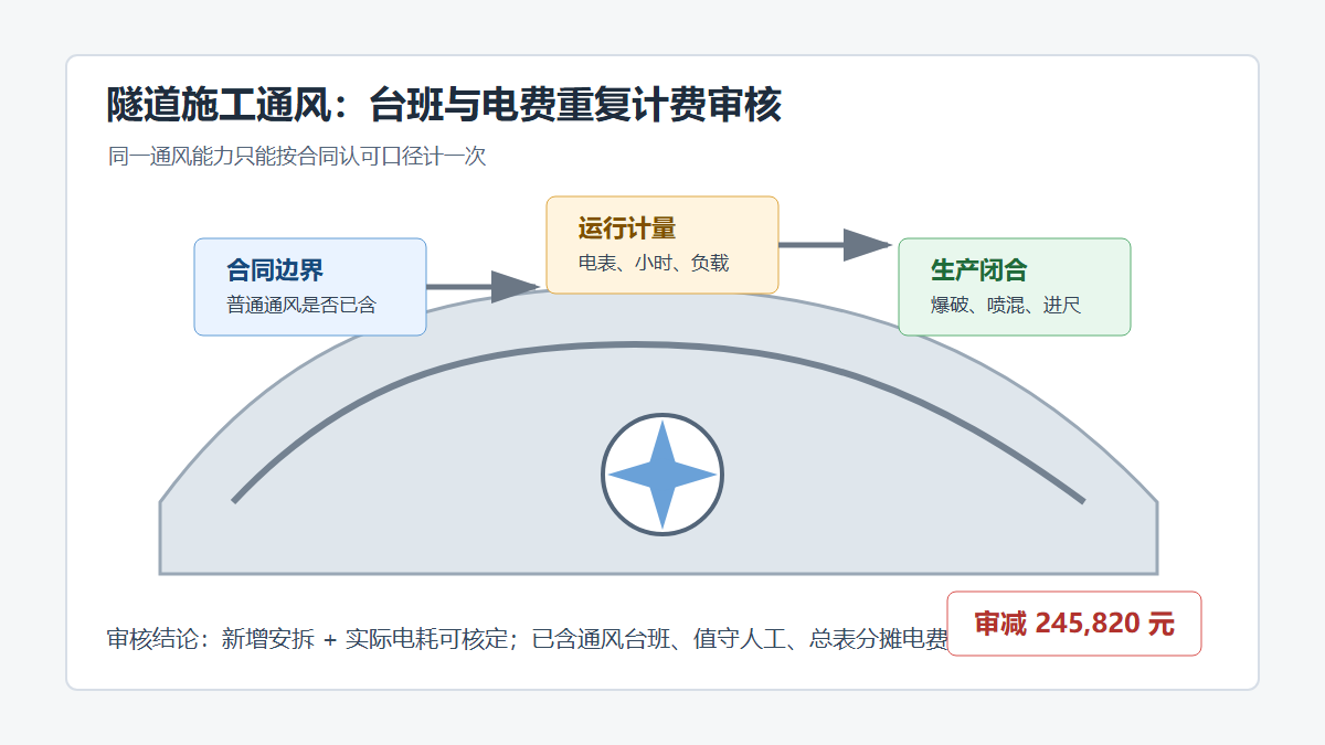 隧道施工通风用电与风机台班审核示意