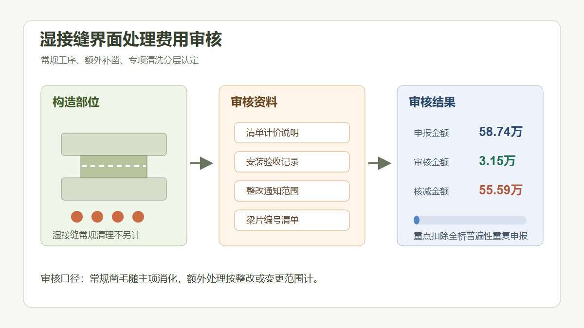 湿接缝界面处理费用审核逻辑