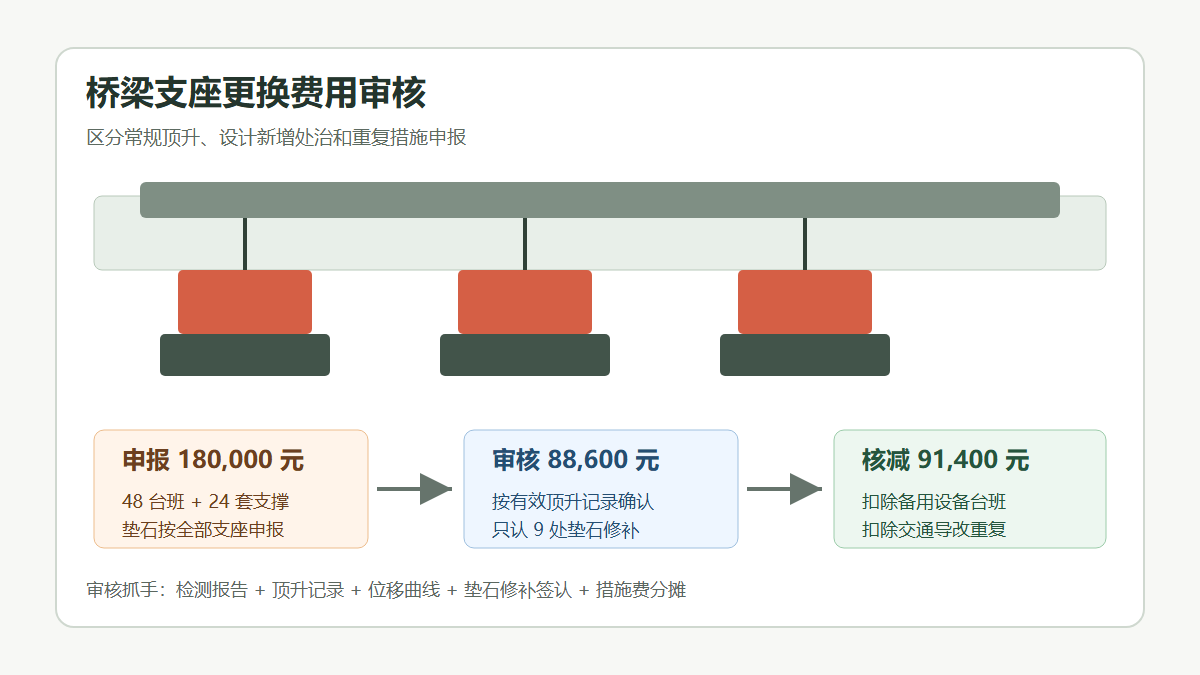 桥梁支座顶升与垫石调整费用审核示意