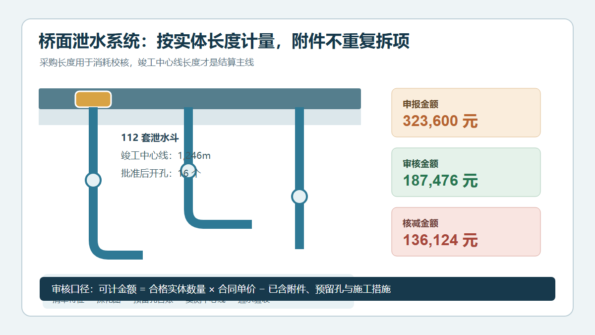 桥面泄水管系统计量审核信息图