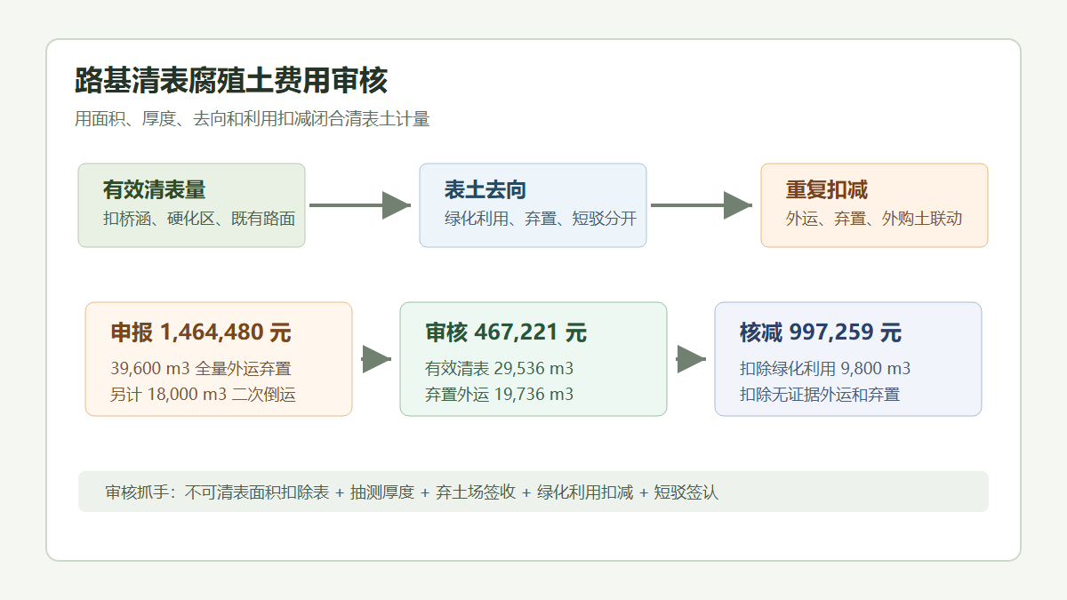 路基清表腐殖土外运与弃置费审核示意