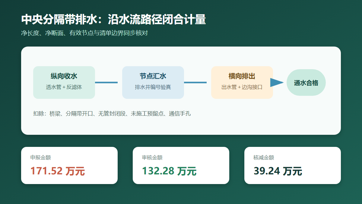中央分隔带排水系统计量闭合审核图