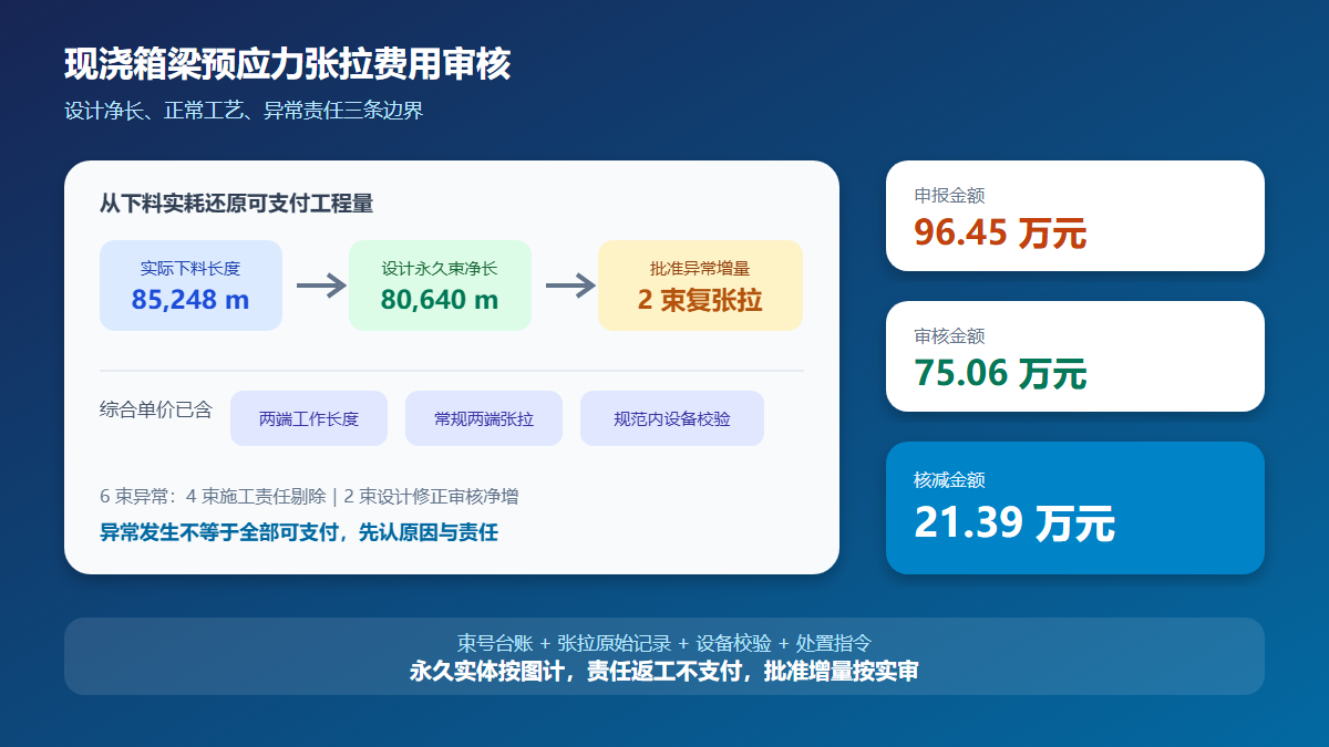 现浇箱梁预应力张拉费用审核信息图