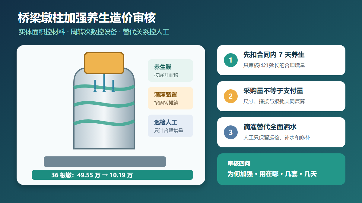 桥梁墩柱养生措施造价审核信息图