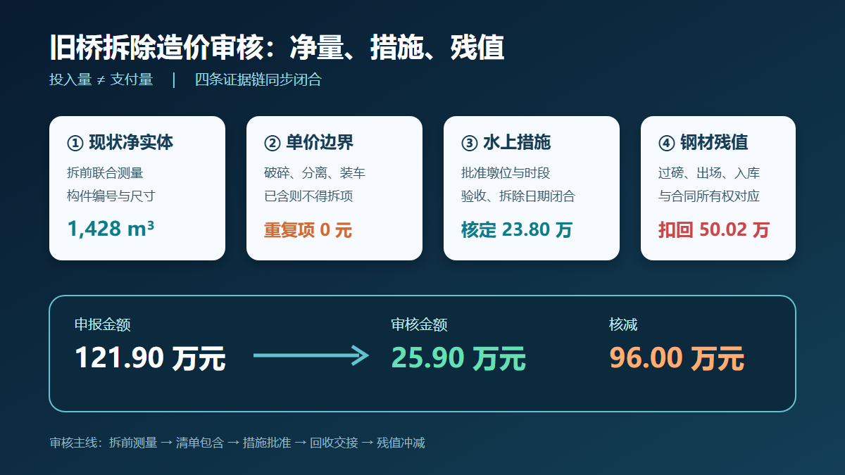 旧桥拆除计量与残值审核信息图