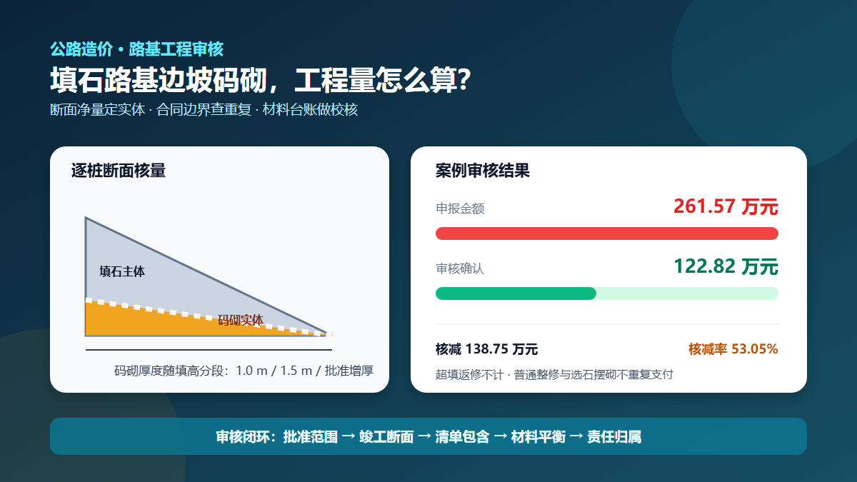 填石路基边坡码砌费用审核信息图