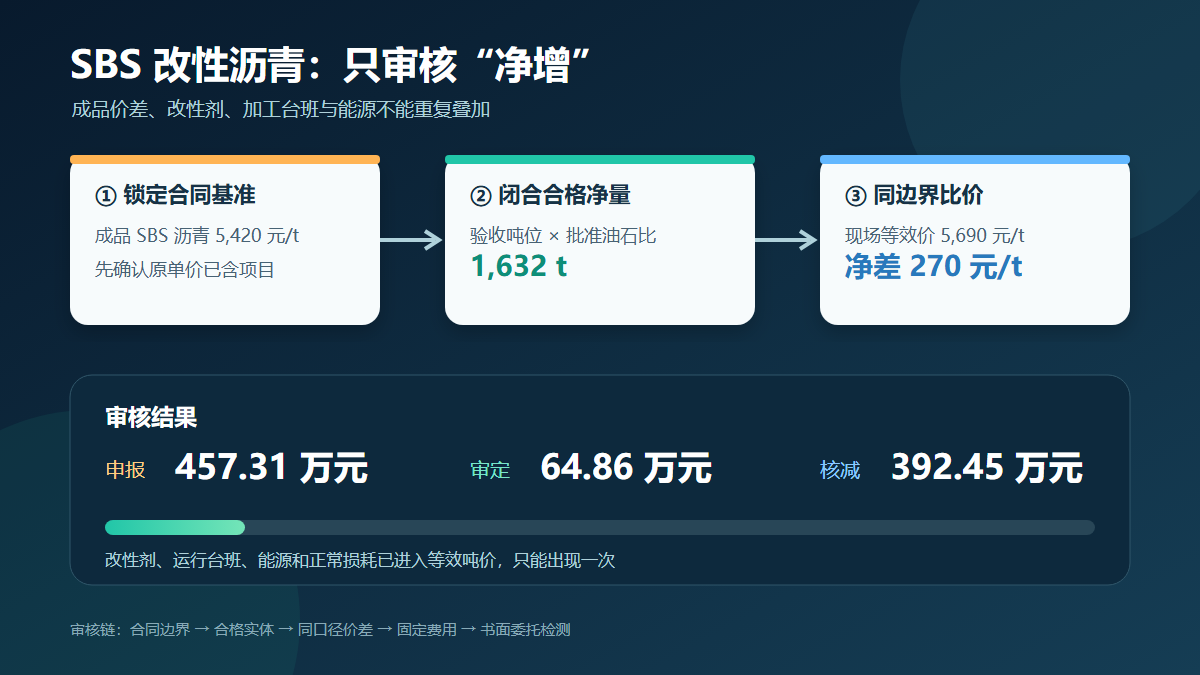 SBS 改性沥青费用闭合审核信息图