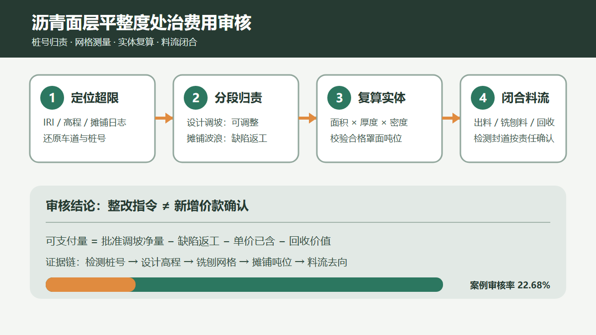沥青面层平整度处治费用审核路径