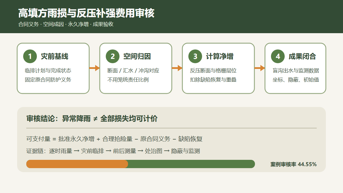 高填方雨损与反压补强费用审核路径