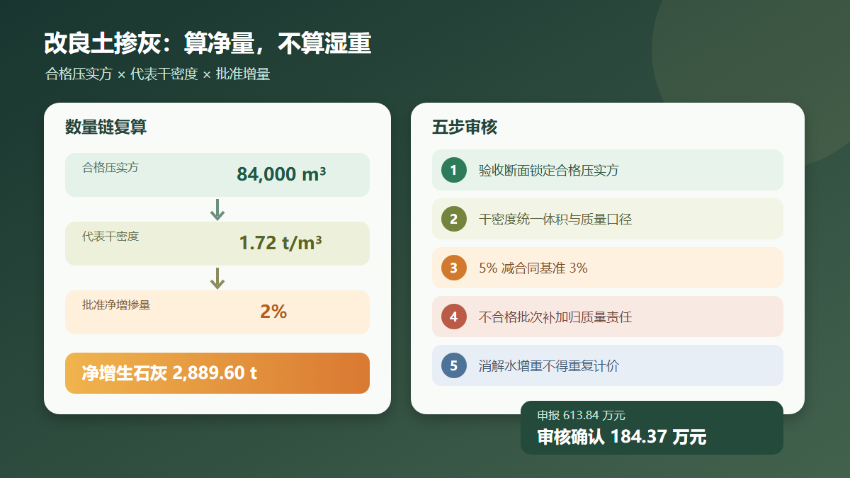 改良土掺灰净量造价审核信息图