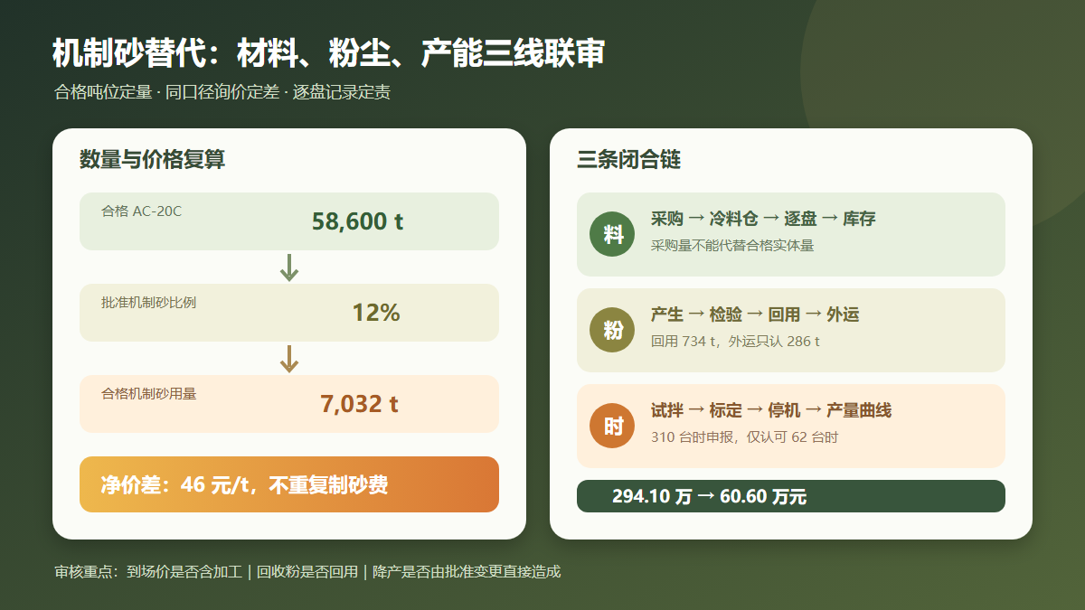 沥青机制砂替代造价审核信息图