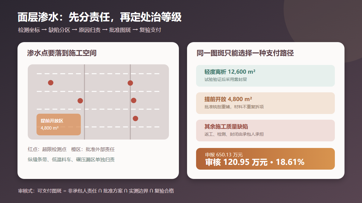 沥青面层渗水处治费用审核信息图