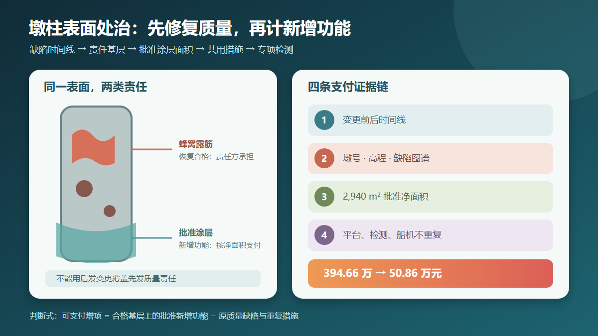墩柱外观缺陷与耐久性增项造价审核信息图